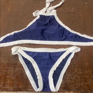 Navy and white swim set